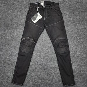 G-Star Raw Mens 32x30 Black 5620 3D Zip Knee Skinny Jeans Alternative Cyberpunk